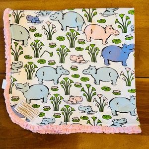 TBBC Pink Hippo Baby Buggy Blanket